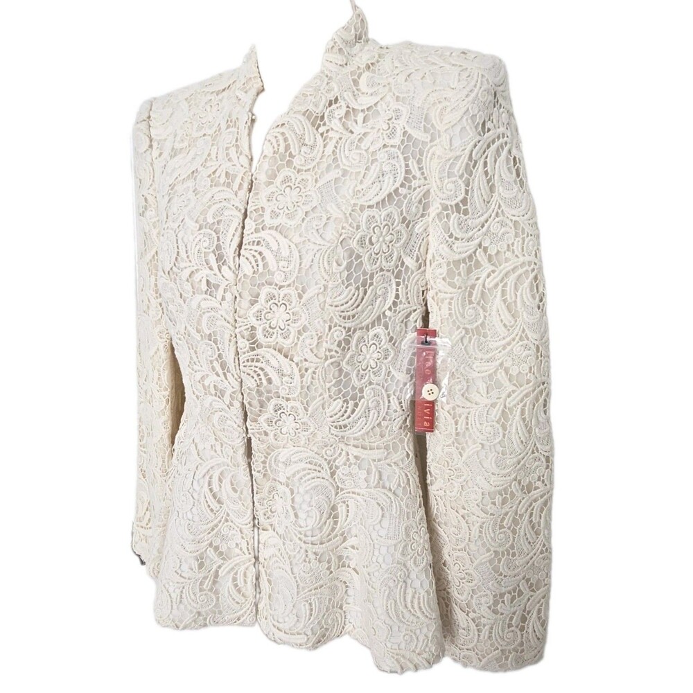 Alice + Olivia Polly Lace Peplum Blazer Womens Jacket Bridal Wedding sz S NEW